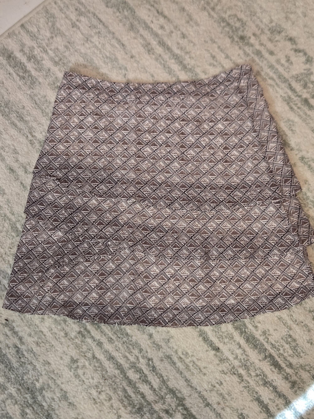 Garnet Hill Tan Brown and White Geometric A-Line Skirt